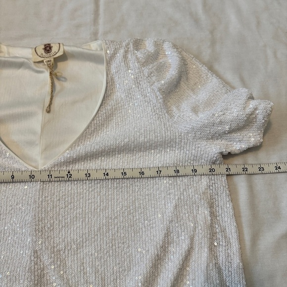 Muche Et Mouchette OS White Sequin Mini Dress ~ Cocktail Party Holiday Festive - Picture 4 of 7